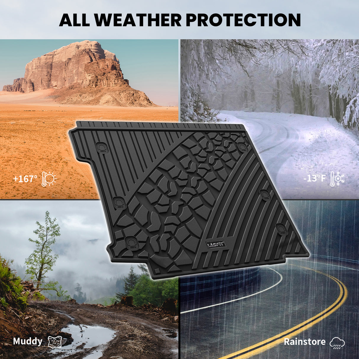 Fit for 2018-2025 Jeep Wrangler JL Floor Mats / Cargo Mat | 4-Door Only(Don't fit 4xe)