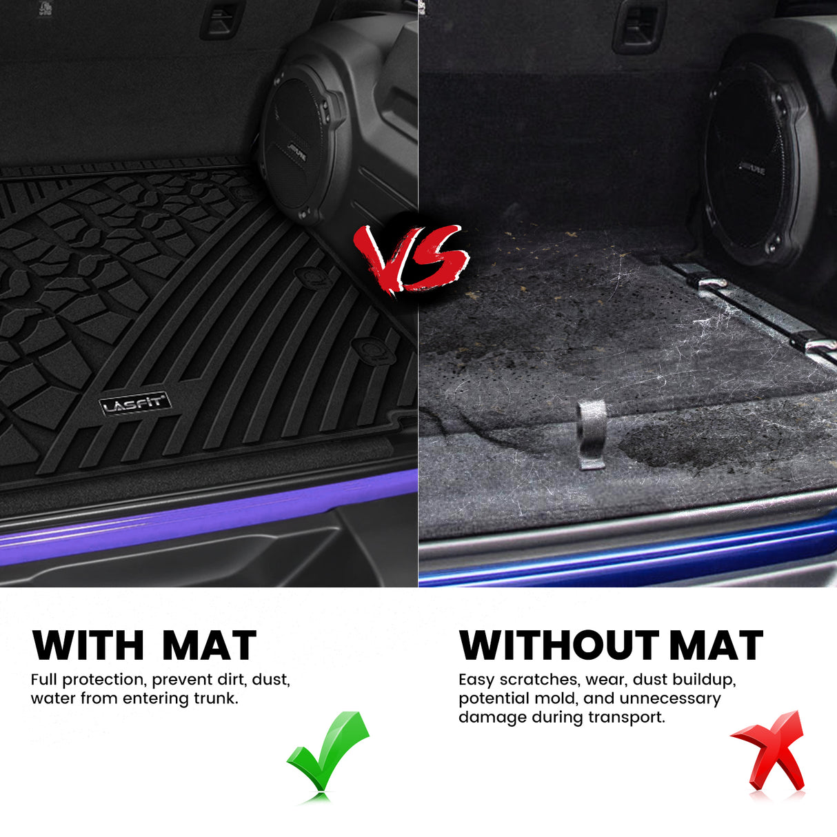 Fit for 2018-2025 Jeep Wrangler JL Floor Mats / Cargo Mat | 4-Door Only(Don't fit 4xe)