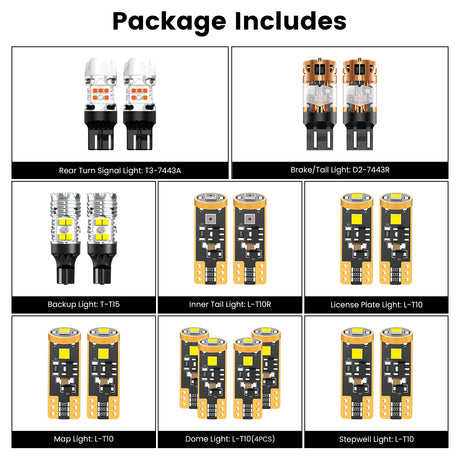 Lasfit combo package led bulbs for 2018-2026 Toyota Sequoia