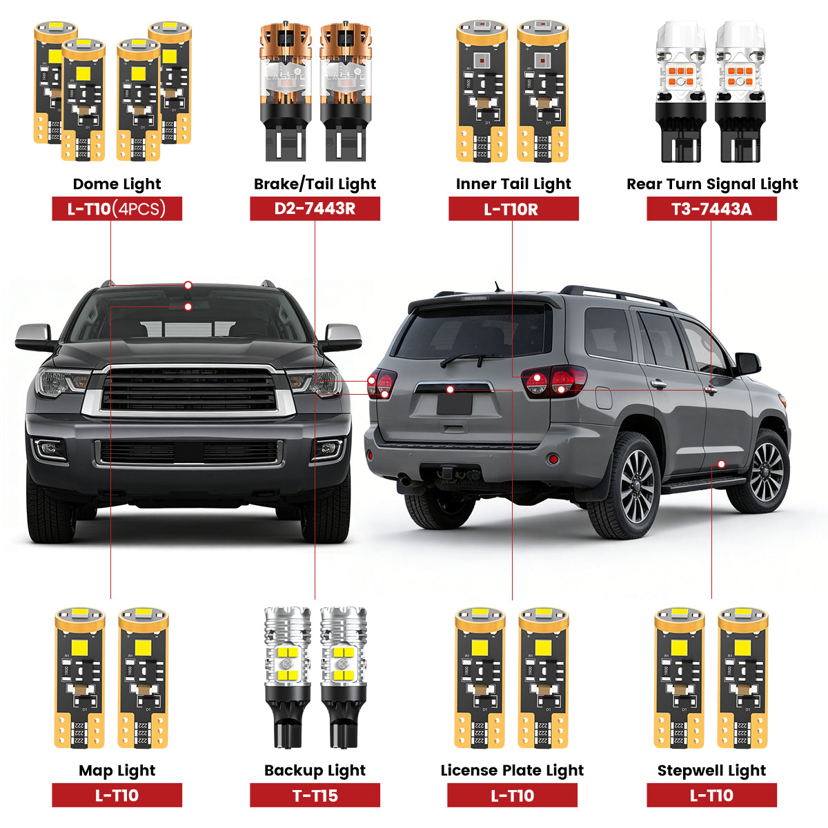 ボンベイ・サファイア LEDライト 2018-2026 Toyota Sequoia LED Bulbs | Lasfit