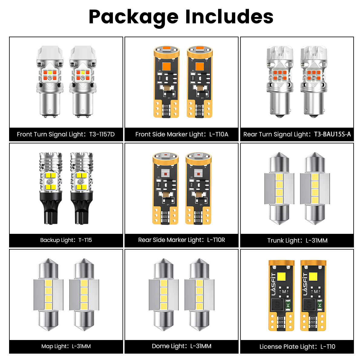 Lasfit combo package led bulbs for 2019-2020 Hyundai Santa Fe Limited/Ultimate