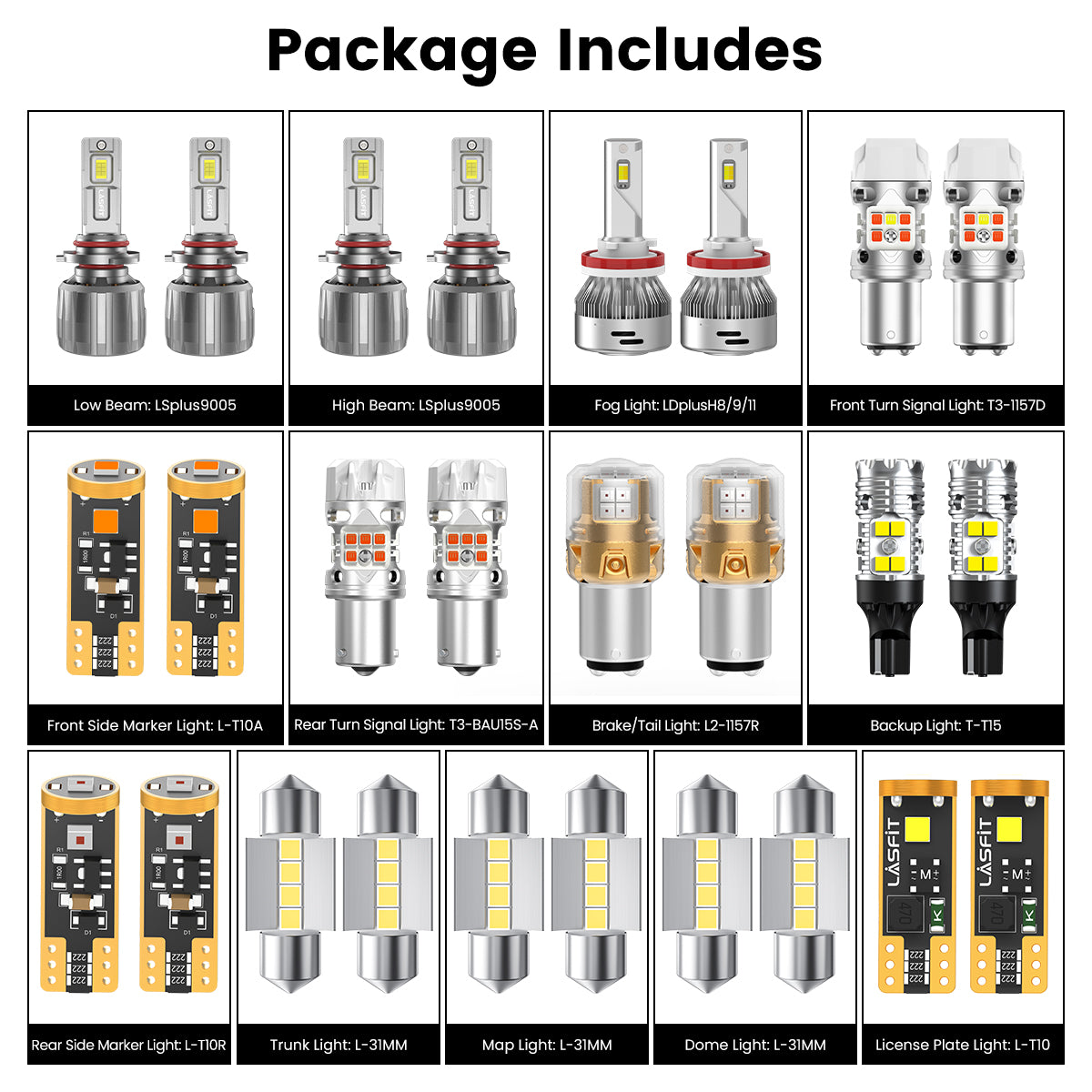 Lasfit combo package led bulbs for 2019-2020 Hyundai Santa Fe SEL/SEL Plus