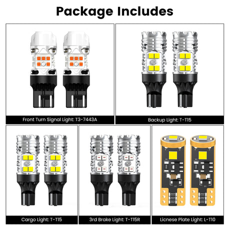 Lasfit combo package led bulbs for 2019-2021 GMC Sierra 1500 W/ Halogen 3rd Brake Lights