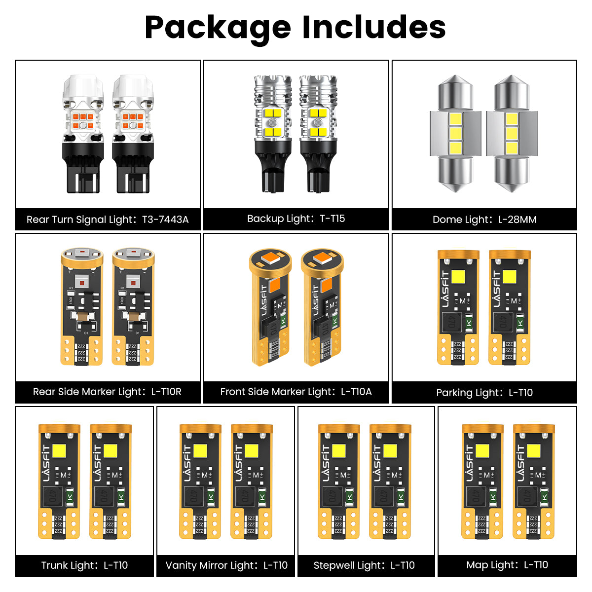 Lasfit combo package led bulbs for 2019-2022 Toyota Prius L Eco/LE