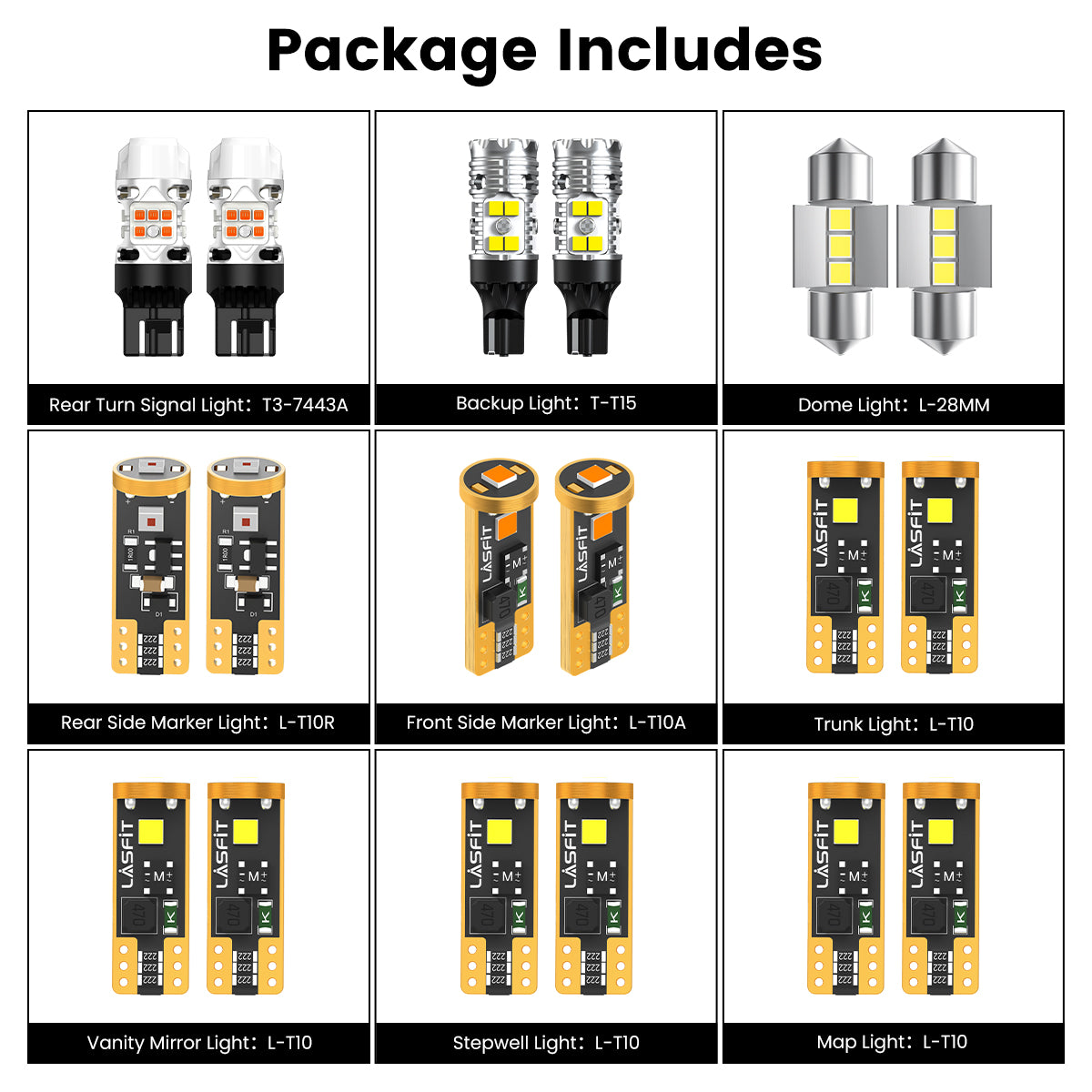Lasfit combo package led bulbs for 2019-2022 Toyota Prius XLE/Limited