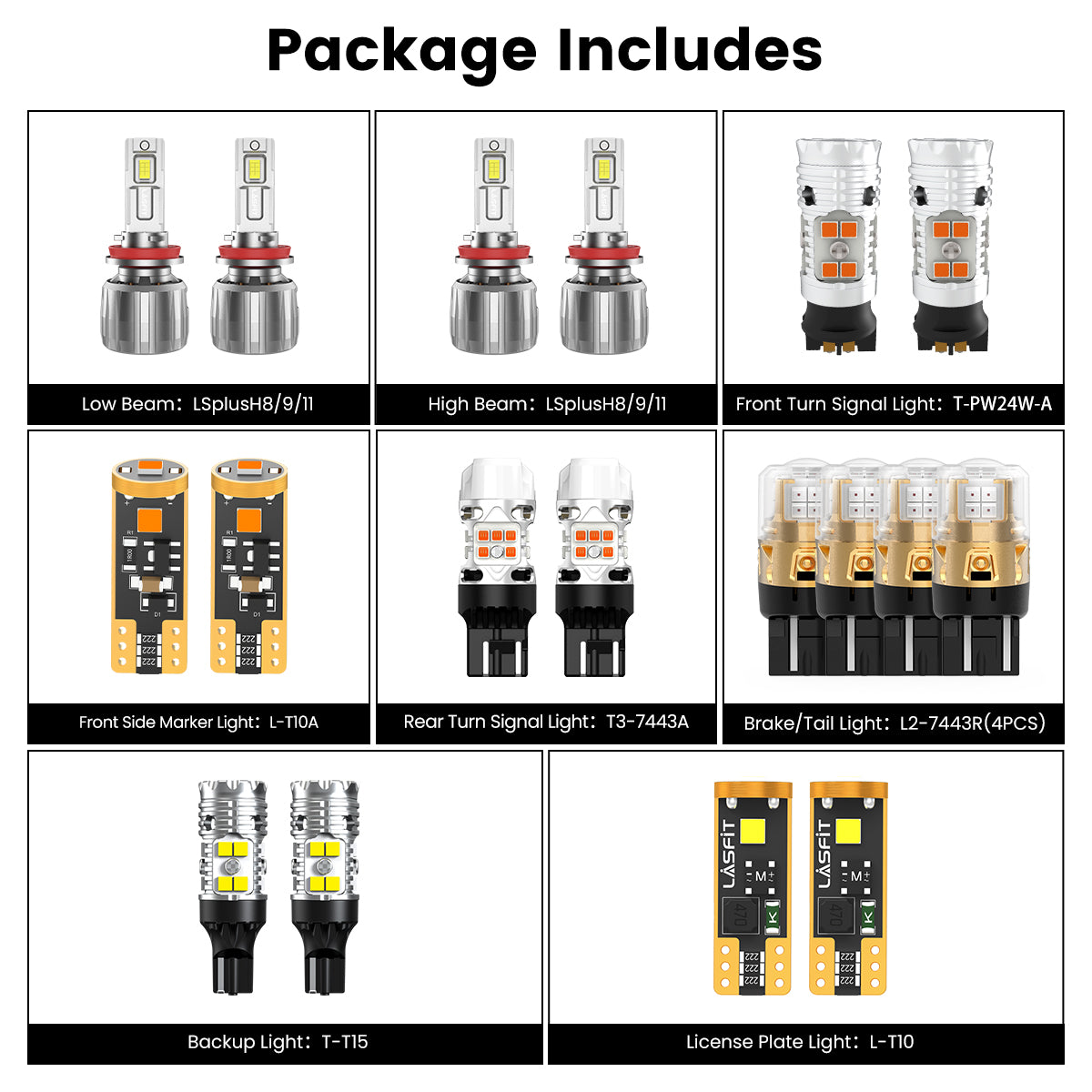 Lasfit combo package led bulbs for 2019-2023 Ford Transit Connect W/ Halogen Headlights W/o Fog Lights