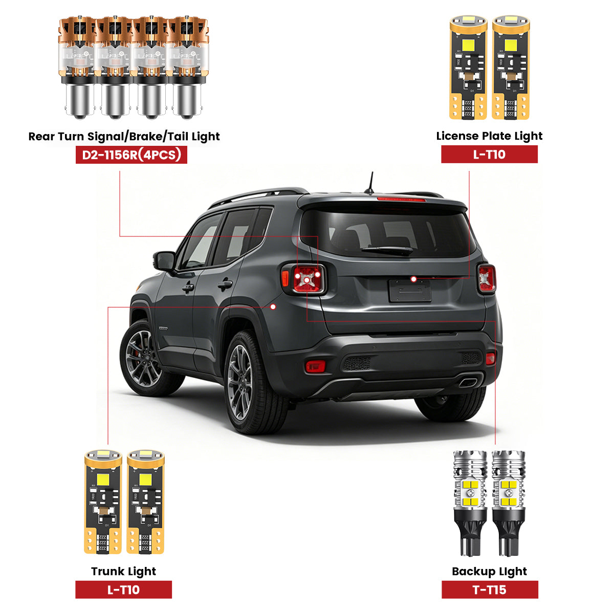 Lasfit led bulbs for 2019-2023 Jeep Renegade