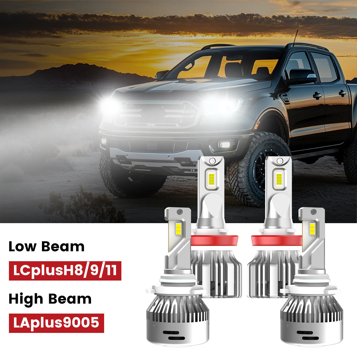 lasfit h11 9005 led headlight bulbs for 2019-2023 ford ranger