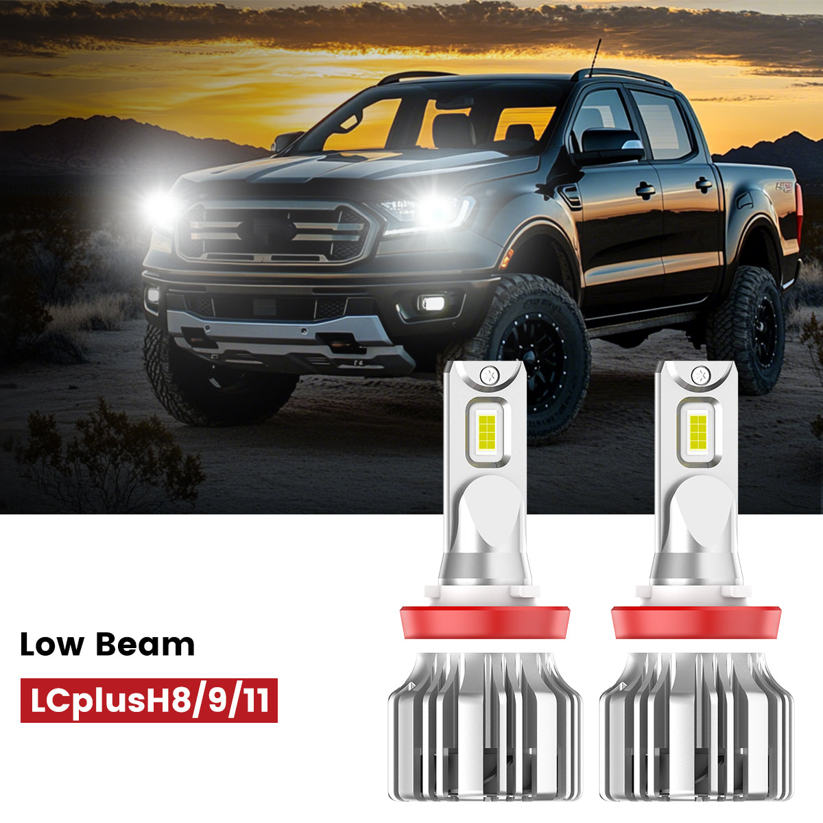lasfit h11 led low beam bulbs for 2019-2023 ford ranger