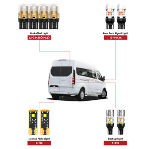 Lasfit rear led bulbs for 2019-2023 Ford Transit Connect