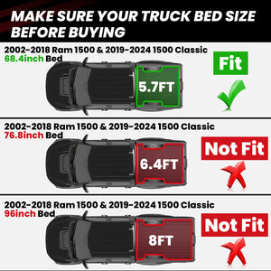 2019-2024 Ram 1500 Classic Heavy Duty 5'7'' Box Bed Mat Only Fit 5.7FT
