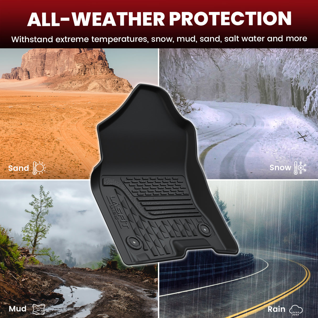 2019-2024 Ram 1500 1st & 2nd Floor Mats Fit Bucket Seat & Storage & Carpet Floor All Weather