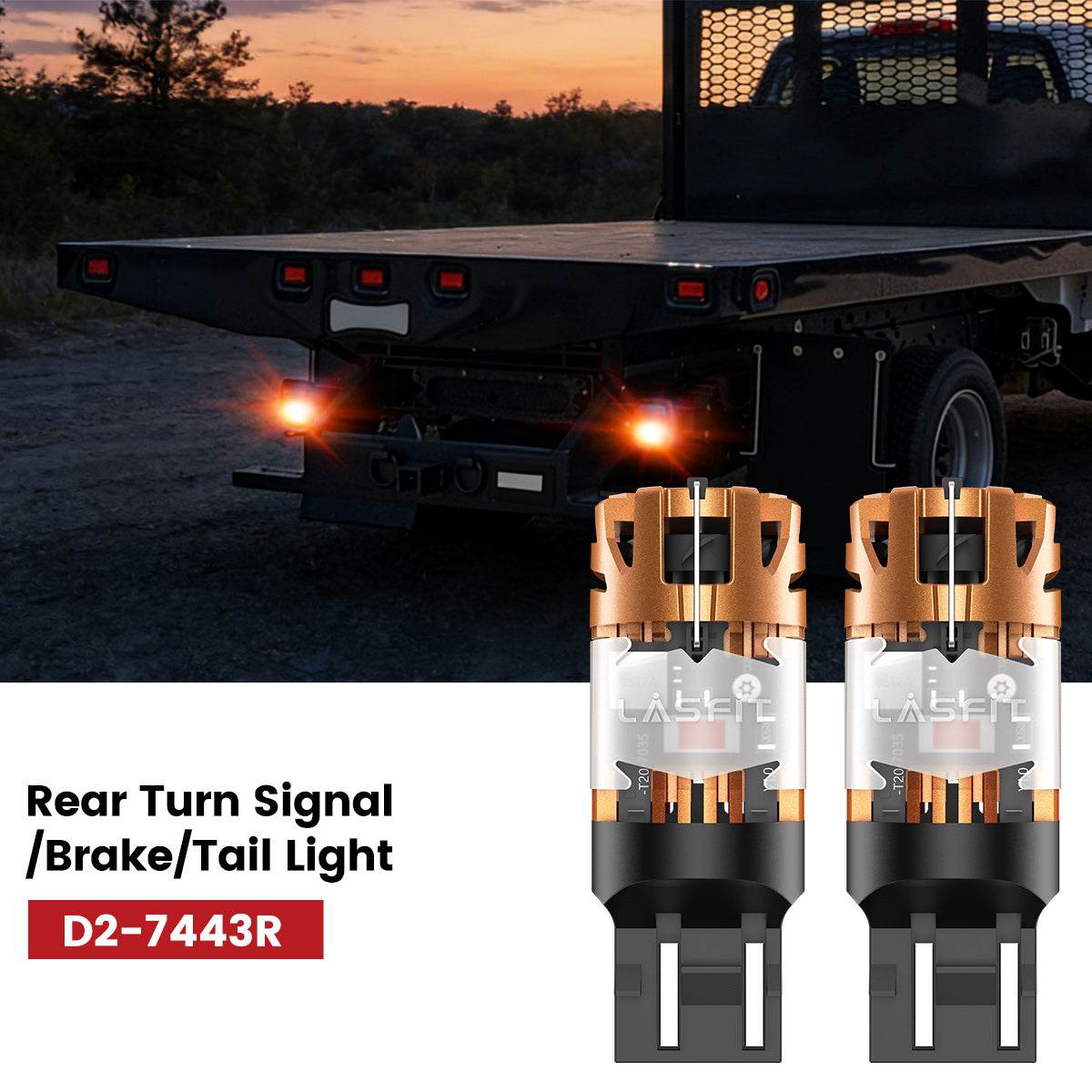 Lasfit 7443 led rear turn signal/brake/tail light fit for 2019-2025 Chevrolet Silverado 4500 5500 6500
