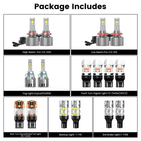 Lasfit combo package led bulbs for 2019-2025 Chevrolet Silverado 4500 5500 6500
