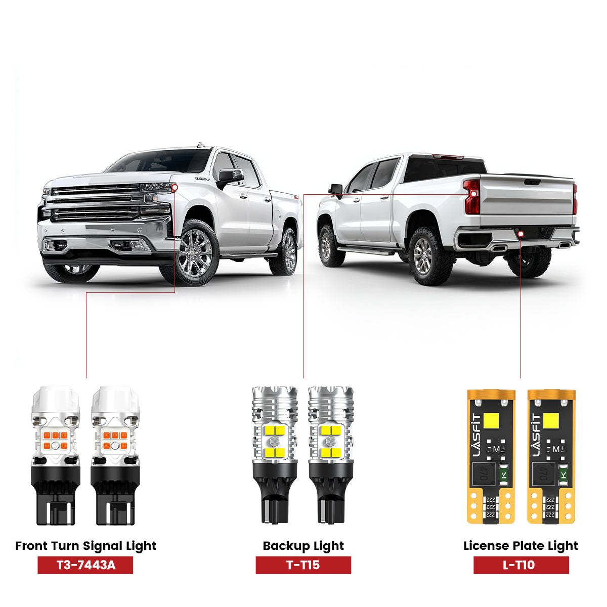 Lasfit led bulbs for 2019-2026 Chevrolet Silverado 1500