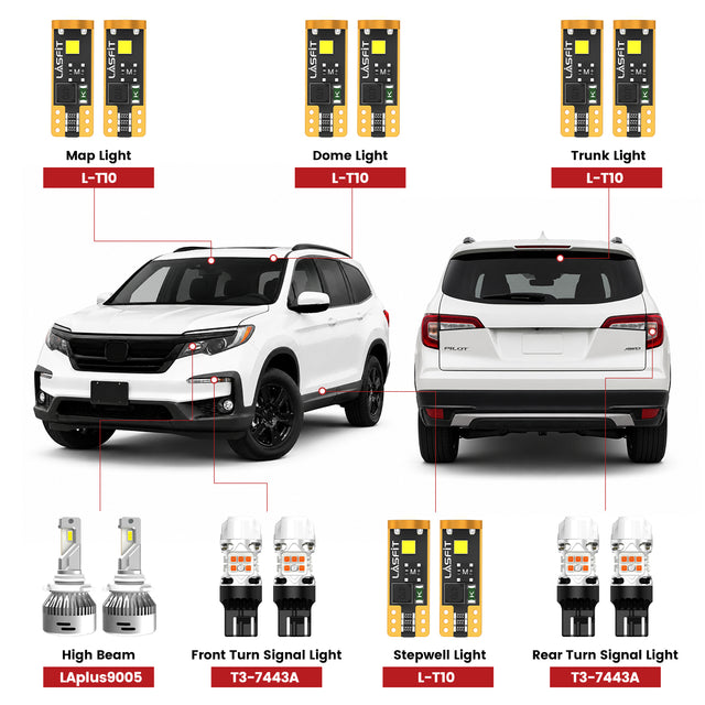 Lasfit led bulbs for 2019-2026 Honda Pilot