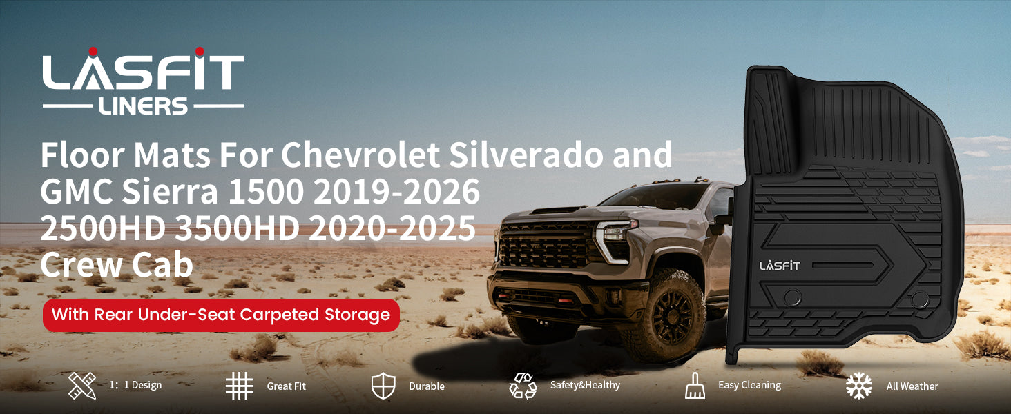 2019-2026 Chevrolet Silverado 1500 Crew Cab Custom Floor Mats