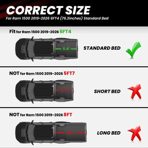 2019-2026 Ram 1500 Truck Bed Mat 6'4'' Size for Standard Bed