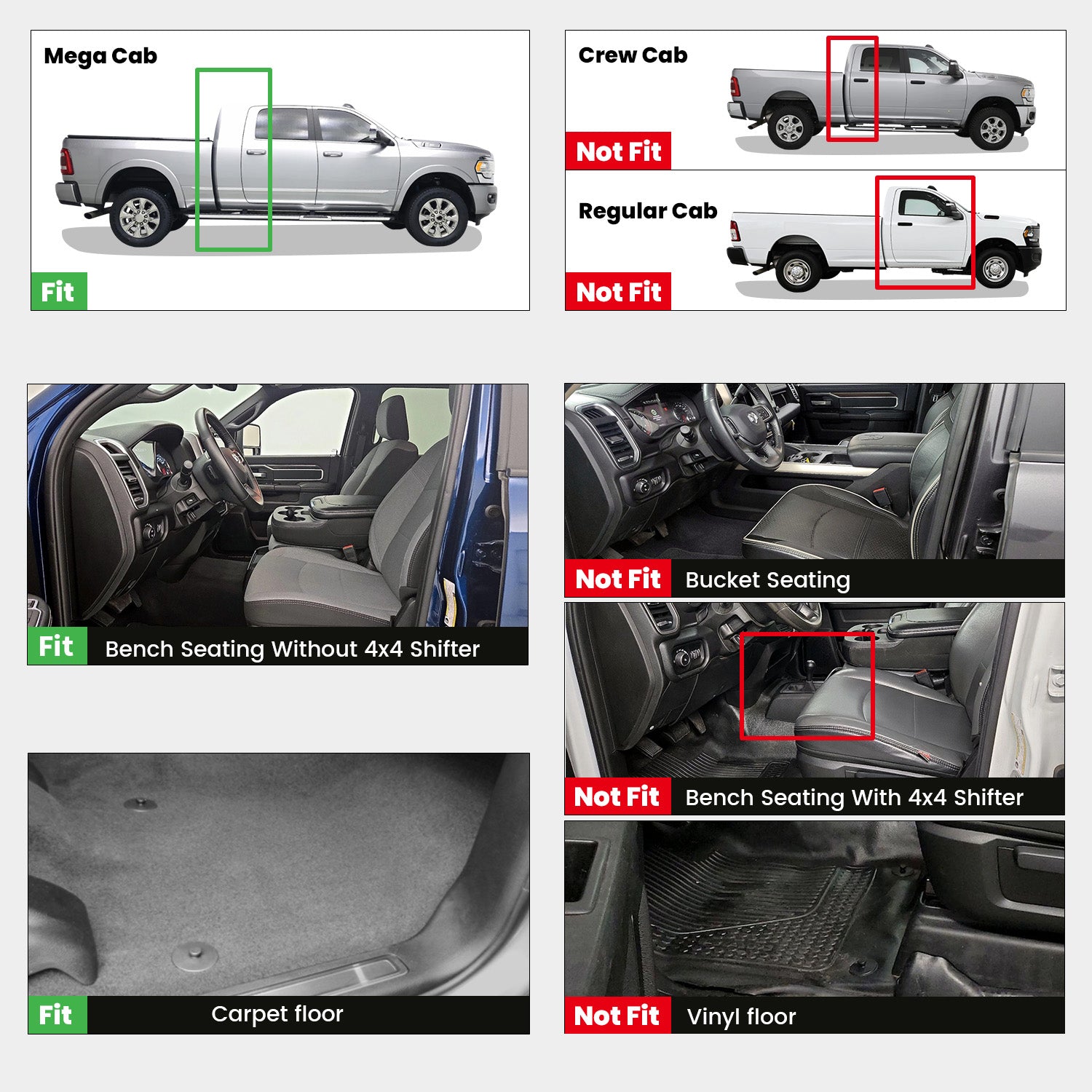 2019–2026 Ram 2500 & 3500 Crew Cab Custom Floor Mats | All-Weather