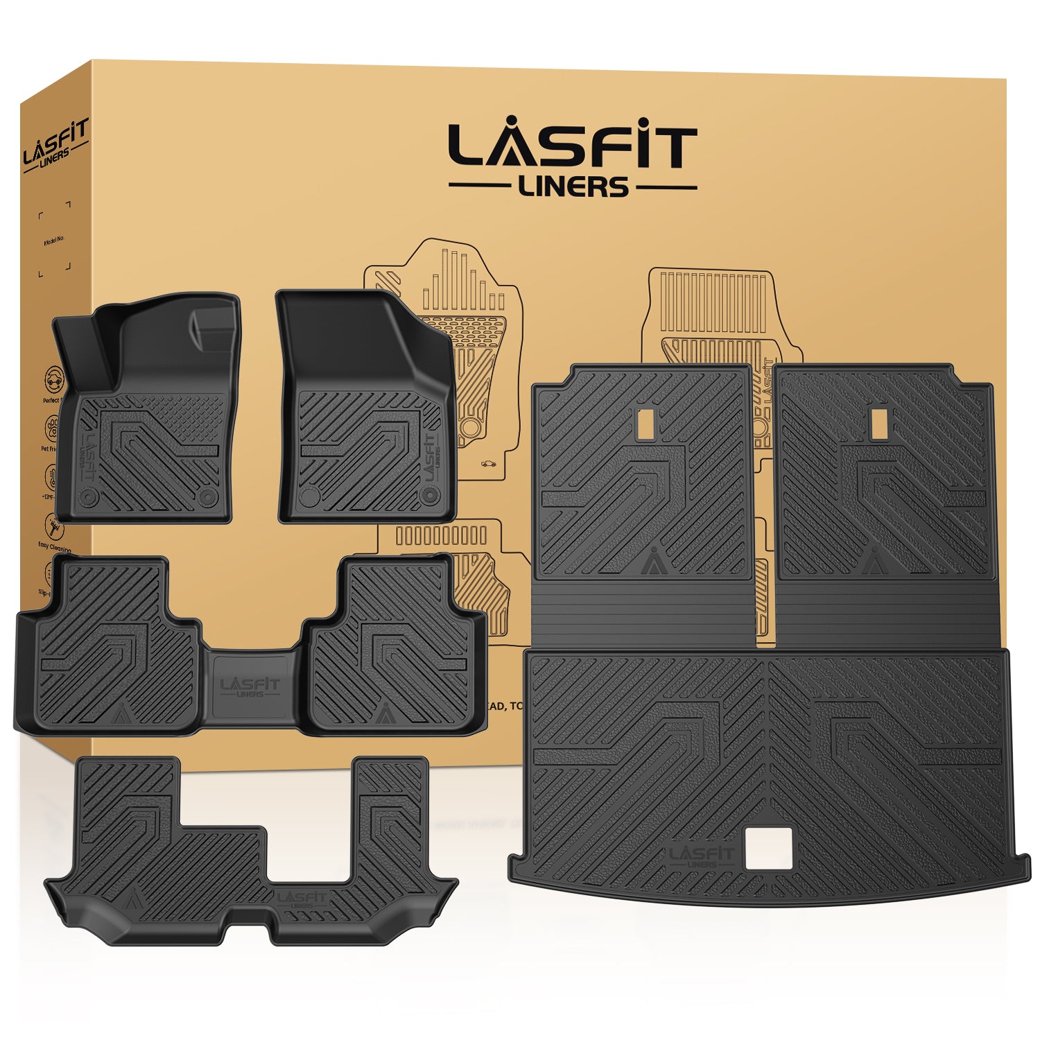 Fit for 2019 Volkswagen Atlas Floor Mats & Cargo Mat & Seatback Mat, F