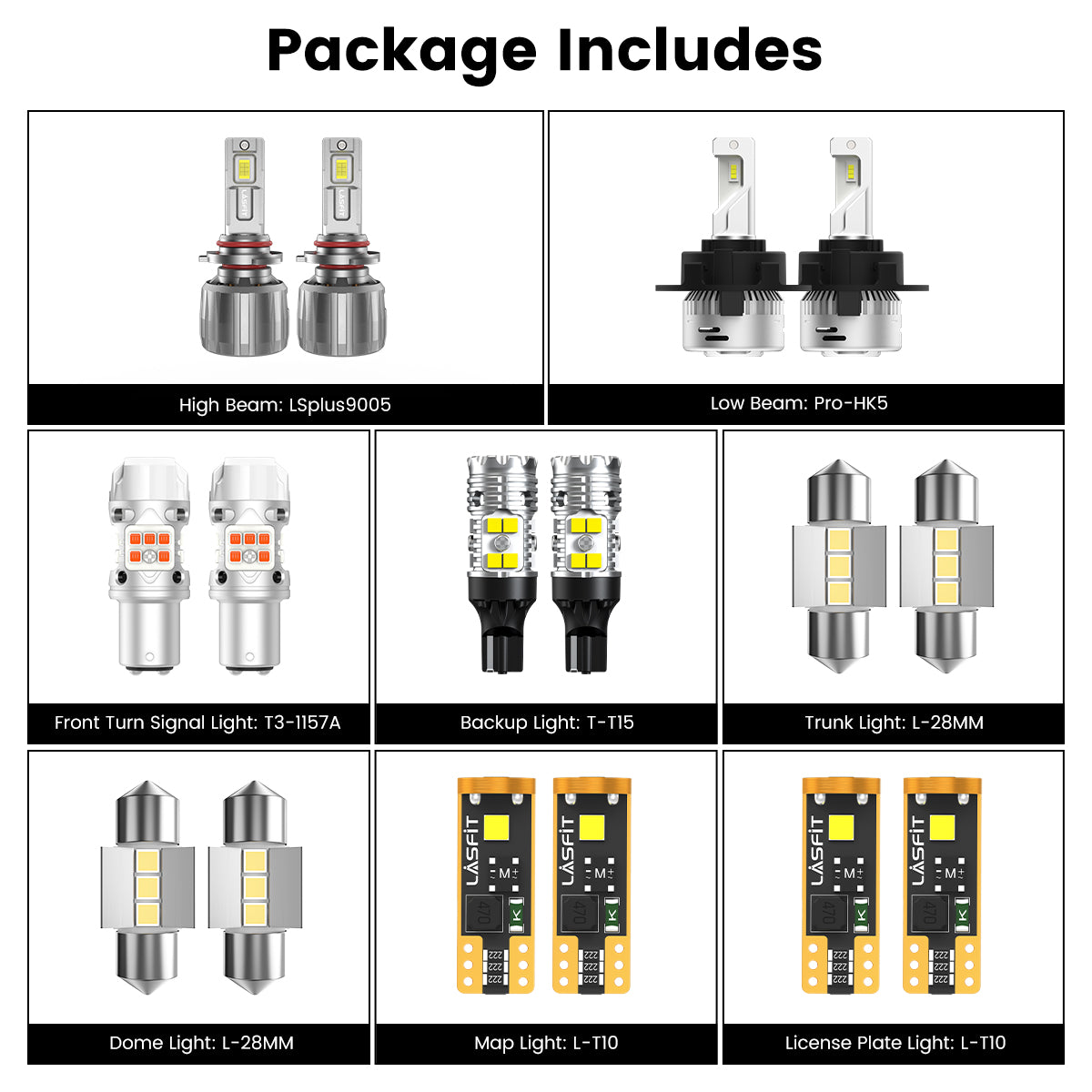 Lasfit combo package led bulbs for 2020-2022 Hyundai Ioniq Plug-in SE/Electric SE