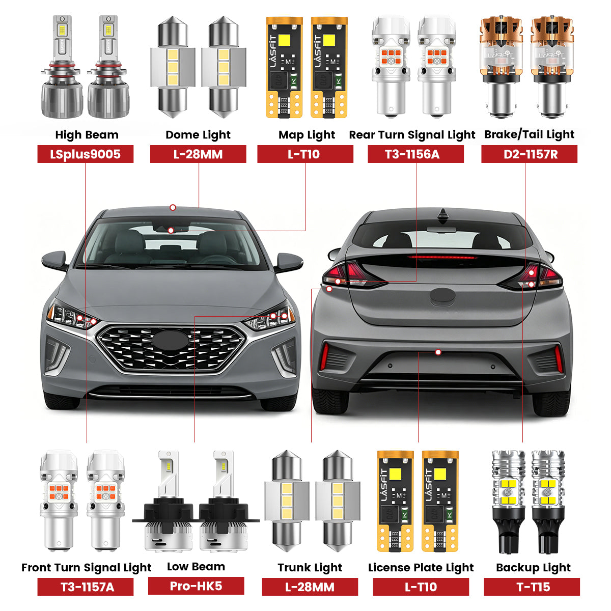 Lasfit led bulbs for 2020-2022 Hyundai Ioniq