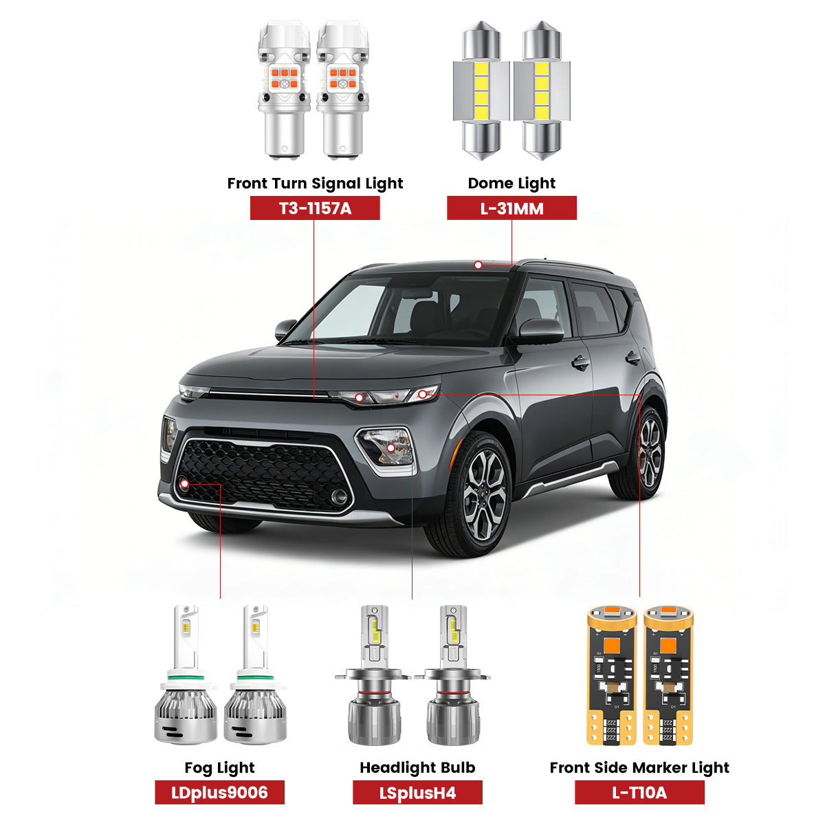 Lasfit front led bulbs for 2020-2022 Kia Soul  