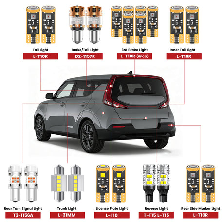 Lasfit rear led bulbs for 2020-2022 Kia Soul  
