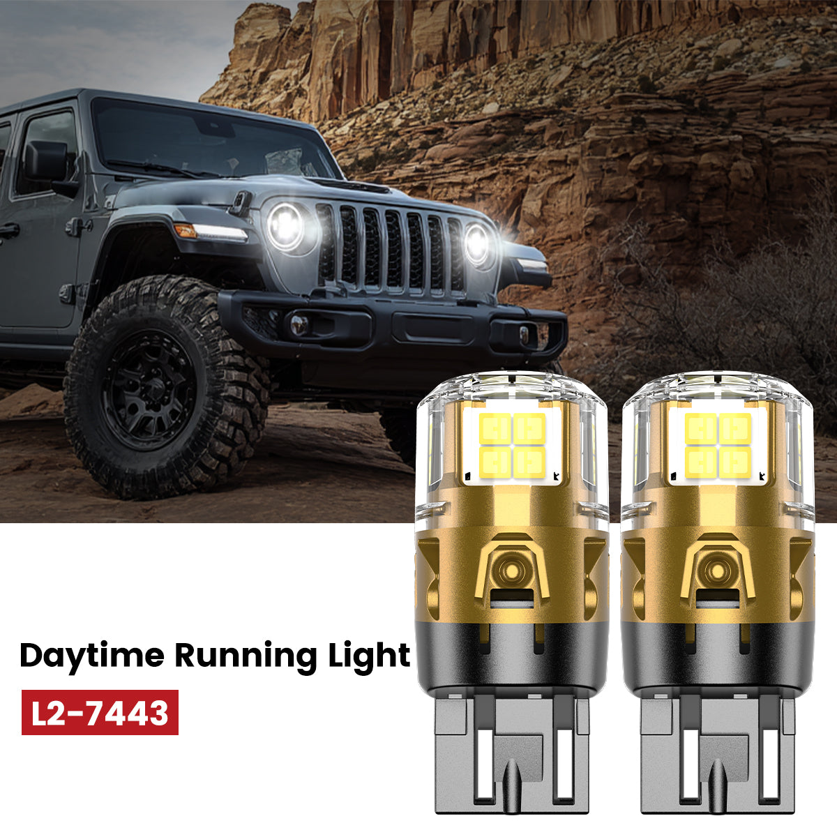 Lasfit 7443 led daytime running lights fit for 2020-2025 Jeep Gladiator