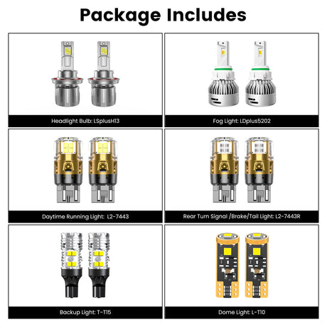Lasfit combo package led bulbs for 2020-2025 Jeep Gladiator With Halogen Headlights W/ DRL
