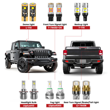 Lasfit led bulbs for 2020-2025 Jeep Gladiator