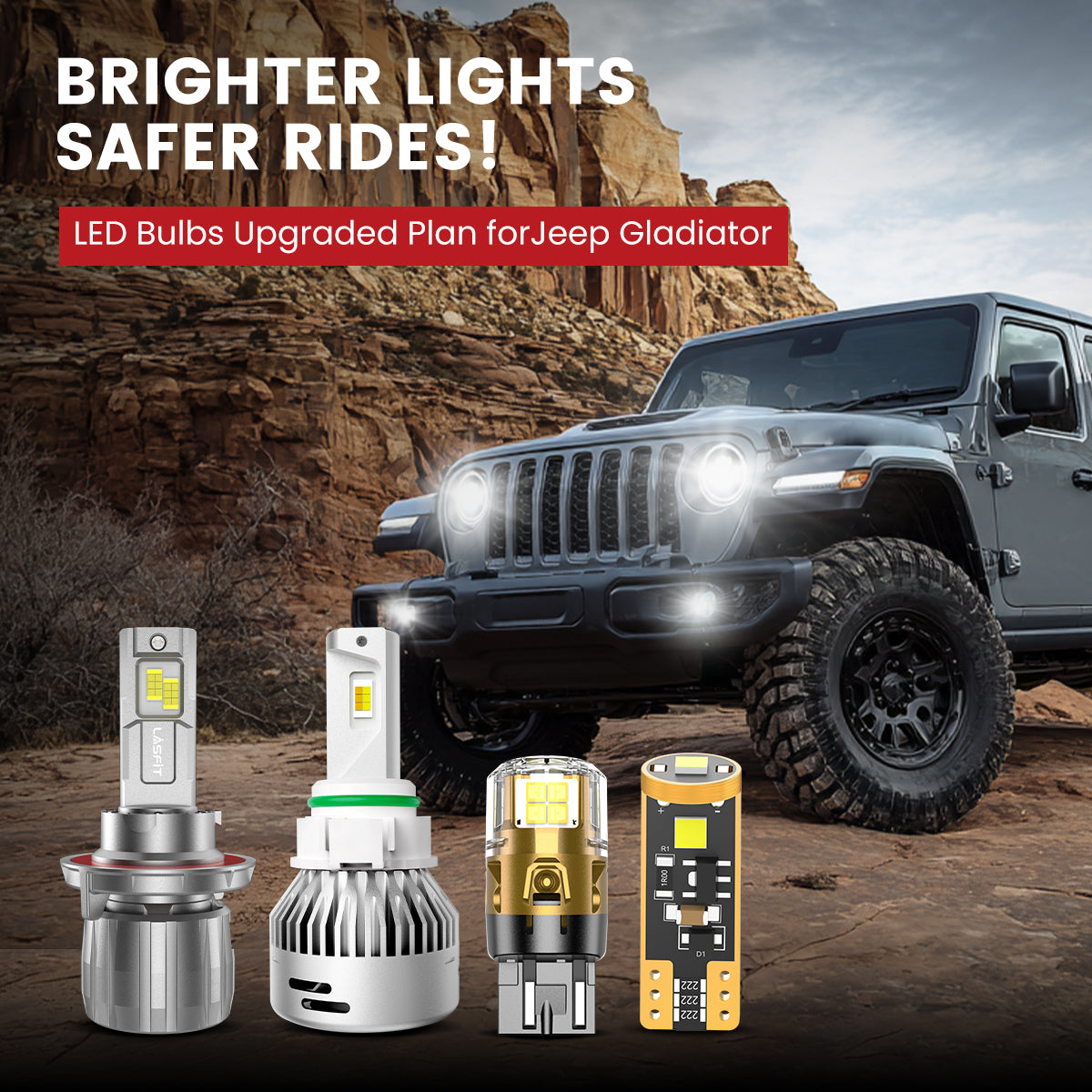 Lasfit LED Bulbs for 2020-2025 Jeep Gladiator