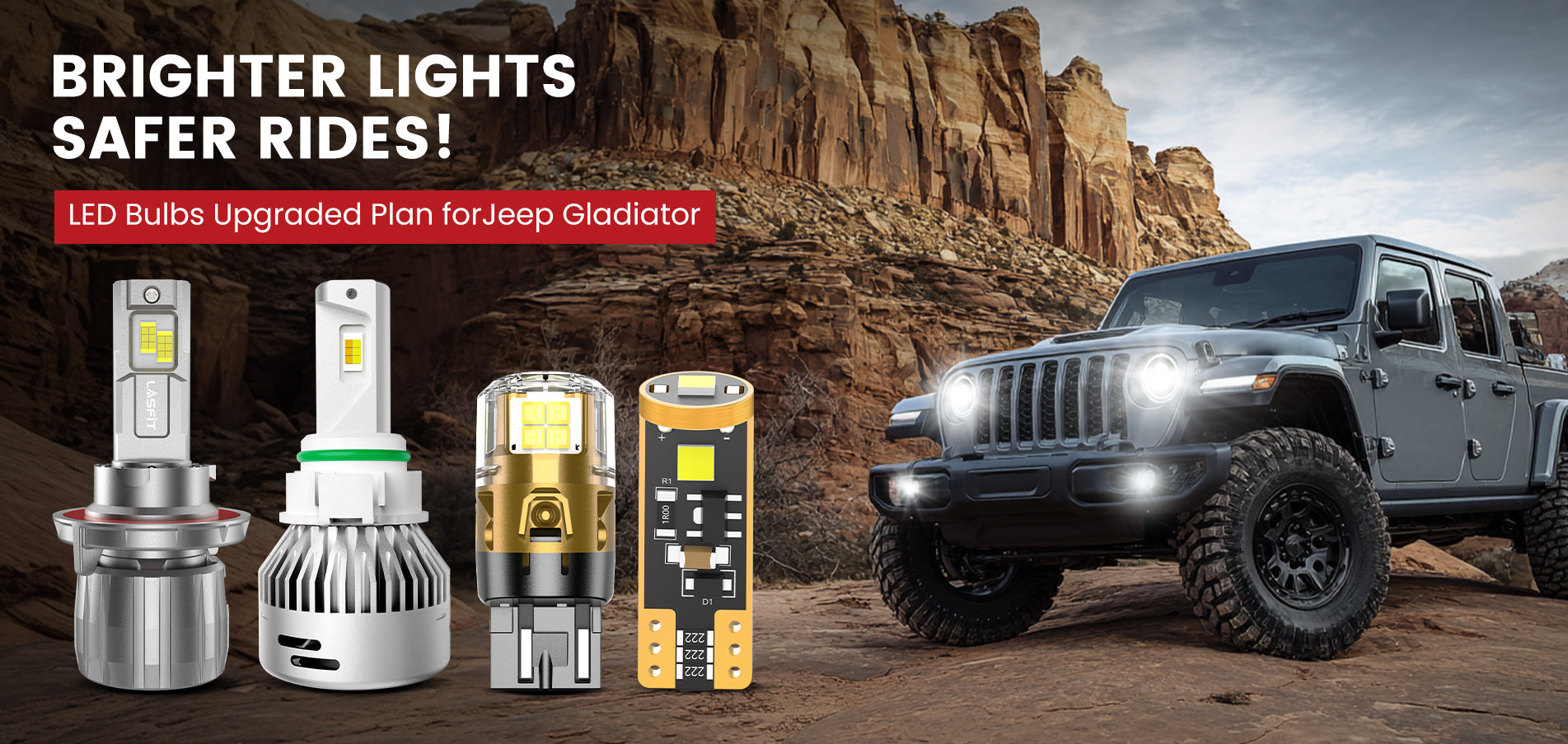 Lasfit LED Bulbs for 2020-2025 Jeep Gladiator