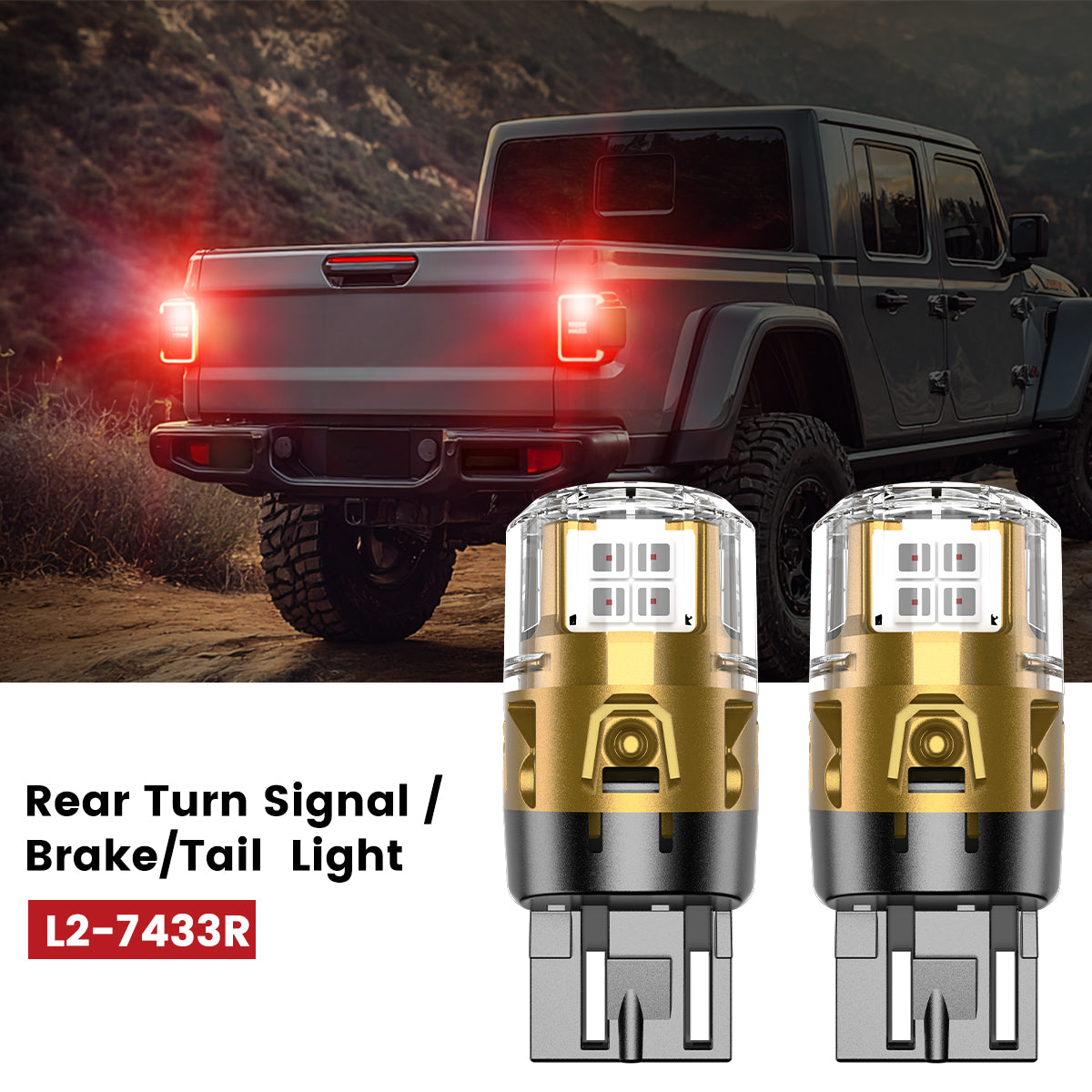 Lasfit 7443 led rear turn signal/Brake/Tail lights fit for 2020-2025 Jeep Gladiator