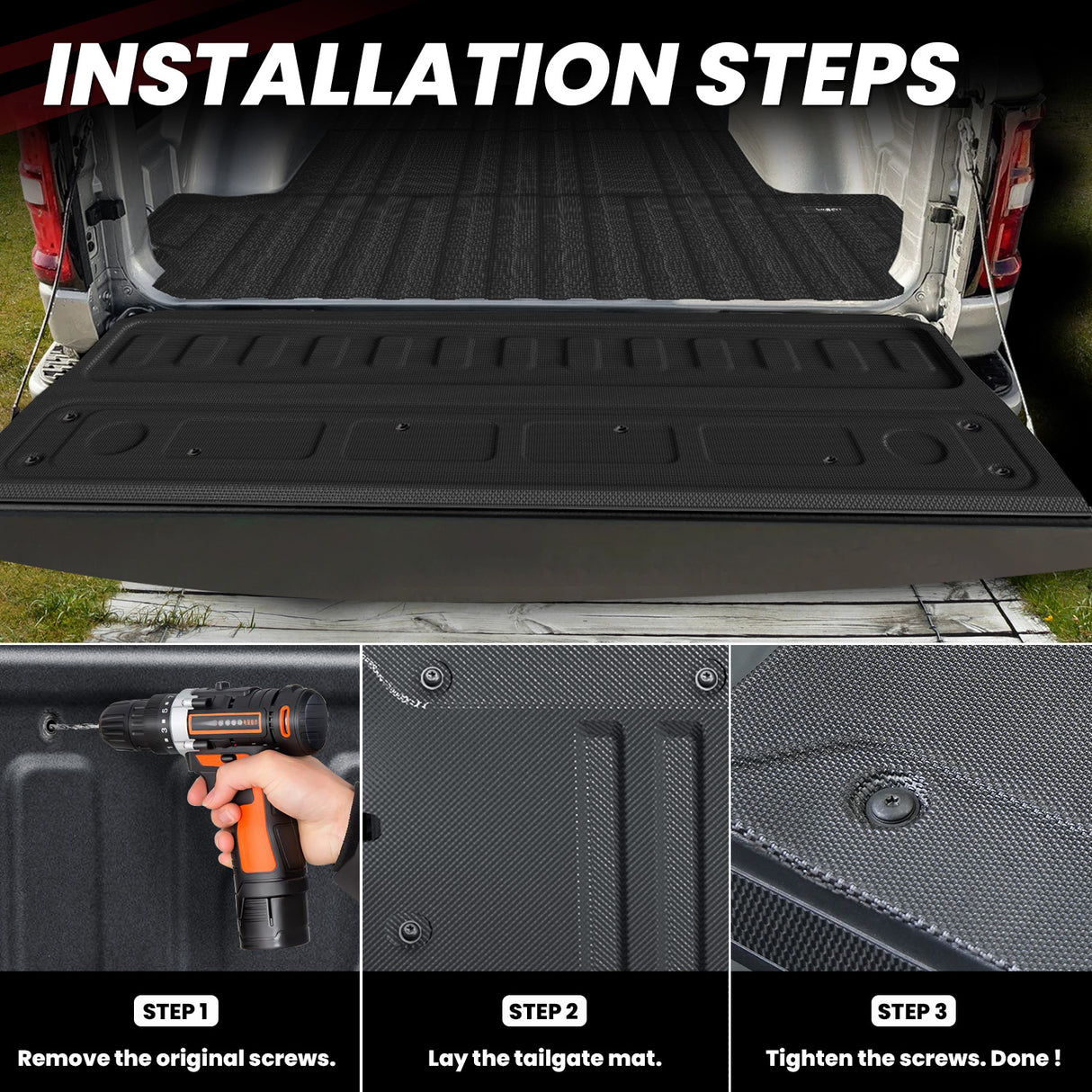 2020-2025 GMC Sierra 2500HD / 3500HD Tailgate Mat Installation Steps