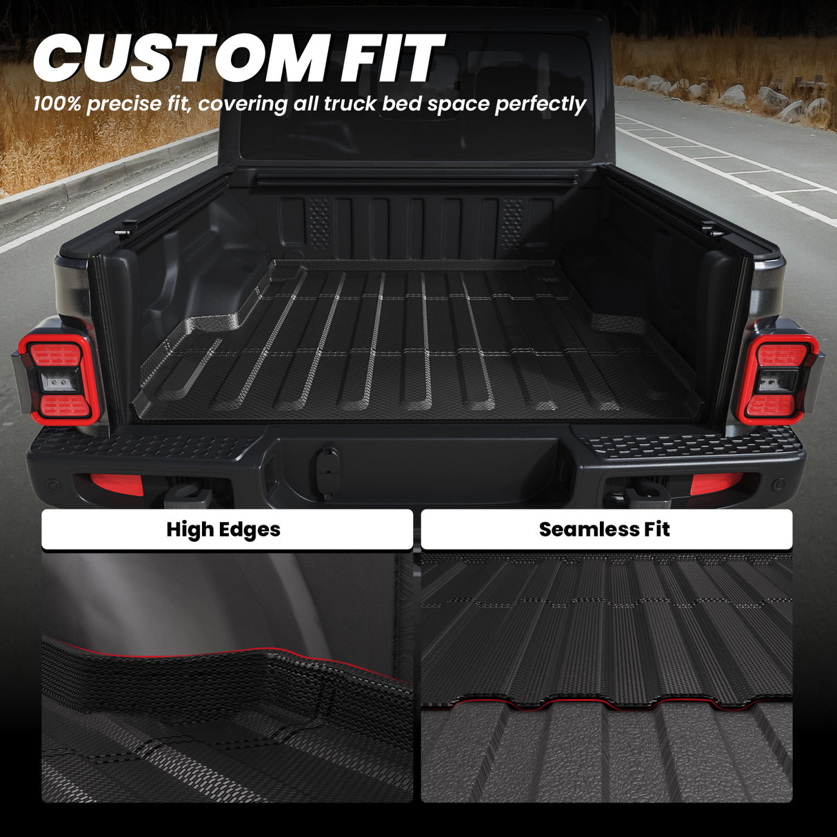 Fit for 2020-2025 Jeep Gladiator Truck Bed Mat 5FT(60.3"), Custom-Fit TPE Bed Liner