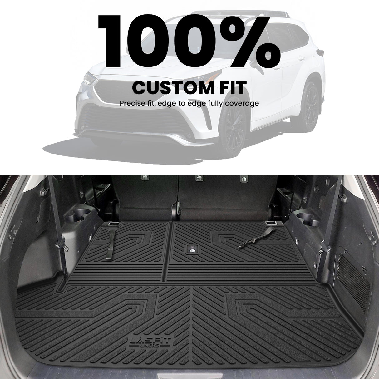 Fit for 2020-2025 Toyota Highlander Floor Mats & Cargo & Seatback Mat, Fit Hybrid & Without Subwoofer Only