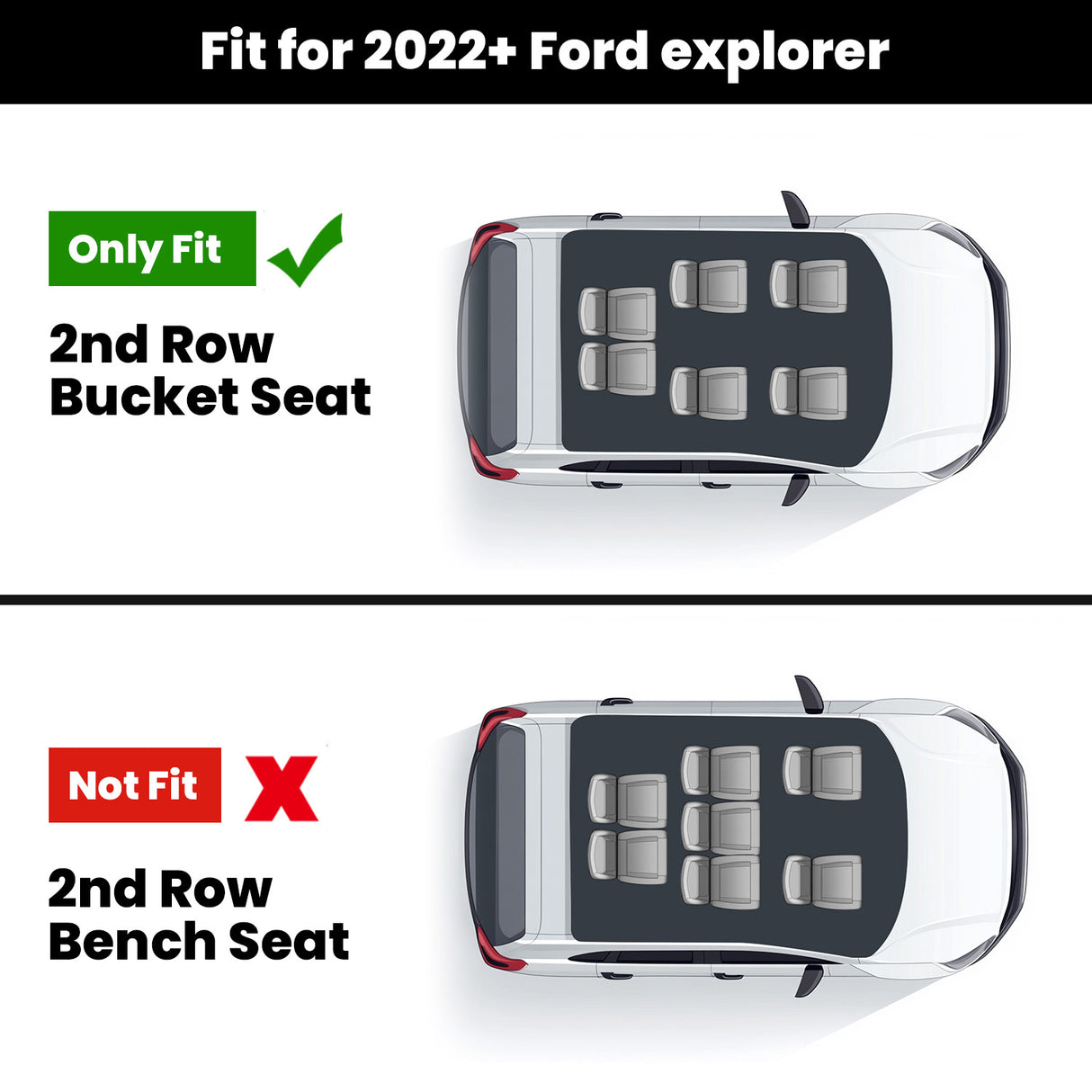 Fit for 2020-2026 Ford Explorer Floor Mats / Seatback & Cargo Mats