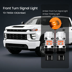 lasfit amber 7443 led front turn signal lights for 2020-2026 chevrolet silverado 2500hd 3500hd