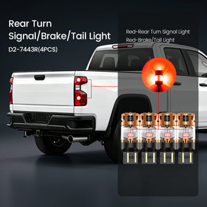 lasfit 7443 led rear turn signal brake tail lights for 2020-2026 chevrolet silverado 2500hd 3500hd