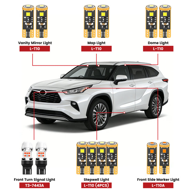 Lasfit front led bulbs for 2020-2026 Toyota Highlander  