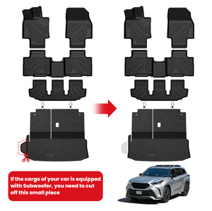 Fit for 2020-2026 Toyota Highlander Hybrid Floor Mats or Seatback & Cargo Mat Trim to Fit