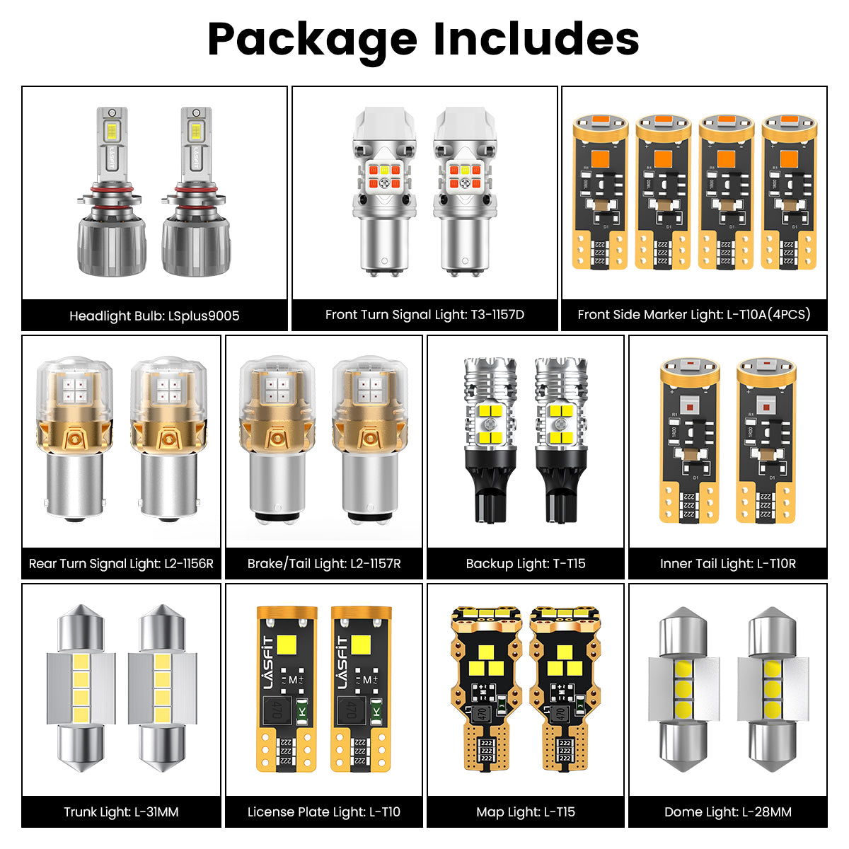 Lasfit combo package led bulbs for 2021-2023 Kia Seltos LX