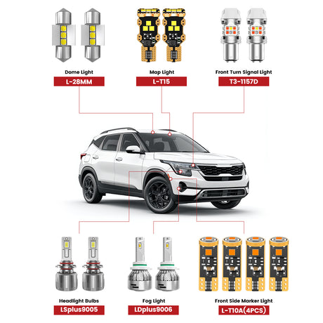 Lasfit front led bulbs for 2021-2023 Kia Seltos