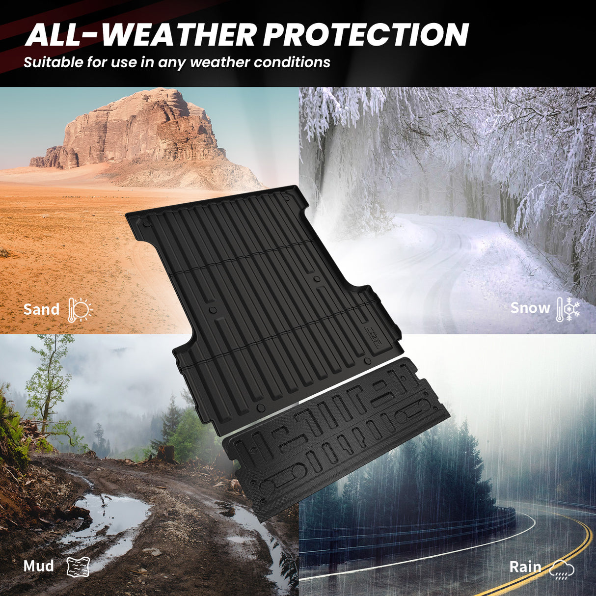 Fit for 2021-2023 Ford F-150 & F-150 Lightning 5.5' Bed & Tailgate (Without Work Surface) Mats All Weather Protection