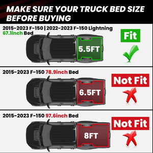Fit for 2021-2023 Ford F-150 & F-150 Lightning 5.5' Bed & Tailgate (Without Work Surface) Mats Fitment