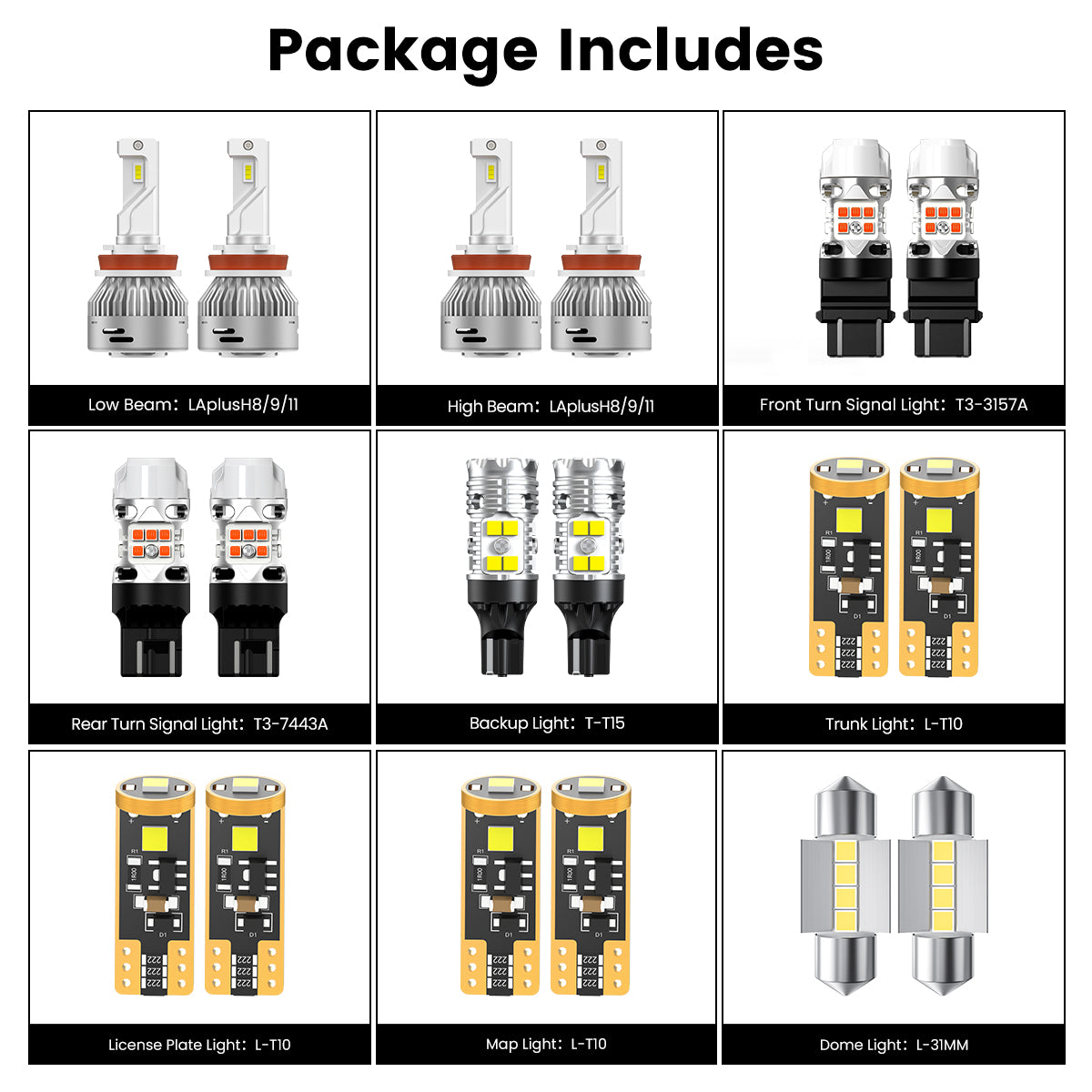Lasfit combo package led bulbs for 2021-2024 Nissan Kicks SR