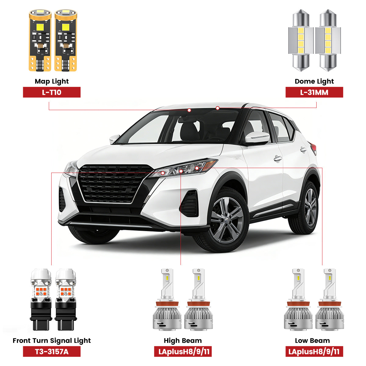 2018-2024 Nissan Kicks LED Bulbs | Lasfit
