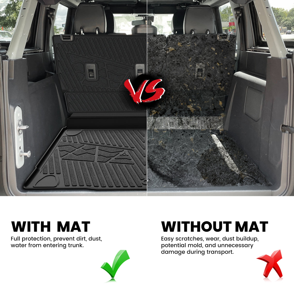 2021-2025 Ford Bronco Seatback & Cargo Mats, Fit 4-Door & Carpet Floor Full Protection