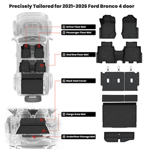 Fit for 2021-2026 Ford Bronco Floor Mats & Cargo Mat Fit 4 Door